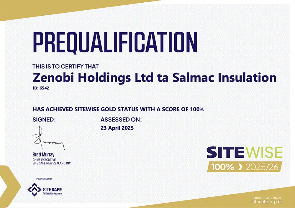 SiteWise 100% Certificate 2025 for Salmac Dunedin, Otago Region